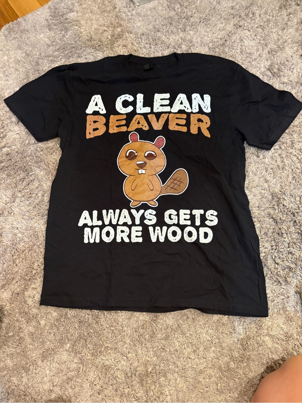 Black Funny 'A Clean Beaver' Graphic T-Shirt